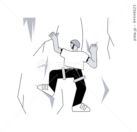Extreme tourism abstract concept vector illustration. Extreme sports, shock tourism, adrenalin event, dangerous place, ski and snowboard, thrill-seekers, climbing mountains abstract metaphor. 94449025