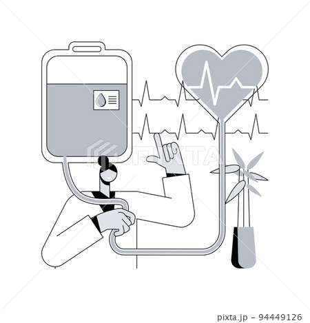 Blood donation abstract concept vector illustration. Plasma donation process, blood bank, universal donor, hemolytic transfusion center, donate for money, rules and preparation abstract metaphor. 94449126
