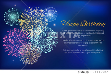 Happy Birthday Celebration with Fireworks Greeting Happy Birthday Celebration with Fireworks Greeting 94449962