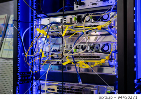 Telecommunication technology equipment - fiber optic cables and switch Telecommunication technology equipment - fiber optic cables and switch 94450271