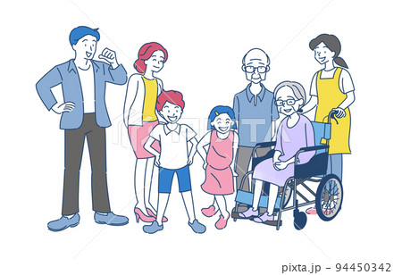 家族 両親 兄弟 祖父母 車椅子 家族 両親 兄弟 祖父母 車椅子 94450342