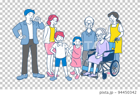家族 両親 兄弟 祖父母 車椅子 家族 両親 兄弟 祖父母 車椅子 94450342