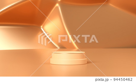 Minimalism abstract background, pedestal. 3d illustration, 3d orange metal podium rendering. Minimalism abstract background, pedestal. 3d illustration, 3d orange metal podium rendering. 94450462