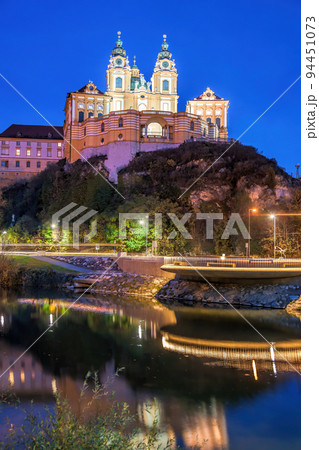 Melk abbey during evening in Wachau valley, Austria, UNESCO Melk abbey during evening in Wachau valley, Austria, UNESCO 94451073