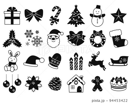 クリスマスアイコンセット_ワンカラー黒 94453422