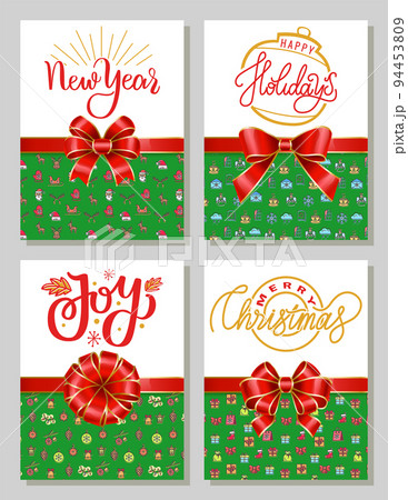Happy Holidays Christmas and New Year Greeting Set 94453809