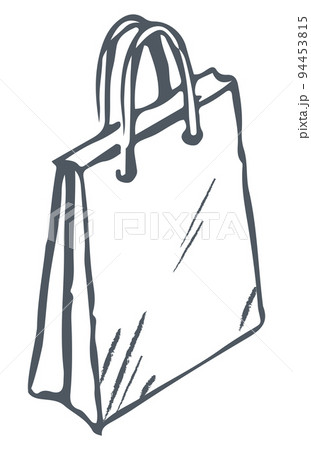 Shopping Bag with Handles Monochrome Sketch Icon 94453815