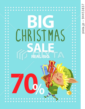 Real Big Christmas Sale, Elf Hold Boxes with Gifts 94453837