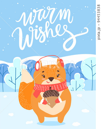 Warm Wishes Fox with Acorn in Winter Woods Card 94453838