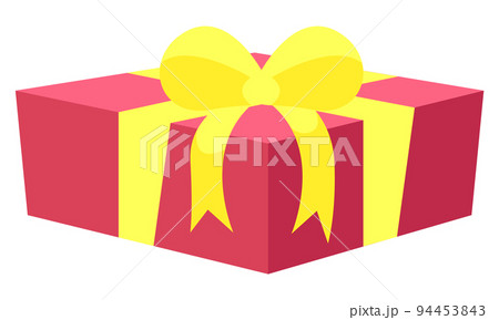 Greeting Card with Present Box and Ribbon Vector 94453843