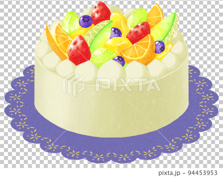 fruit decoration whole cake illustration 94453953