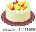フルーツのデコレーションホールケーキのイラスト 94453956