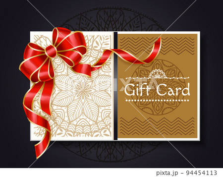 Gift Card Paper Certificate with Red Ribbon Bow Gift Card Paper Certificate with Red Ribbon Bow 94454113