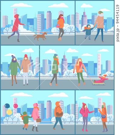 People Walking at Streets Cityscapes Set Weekends People Walking at Streets Cityscapes Set Weekends 94454119