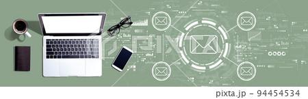 Email concept with a laptop computer Email concept with a laptop computer 94454534