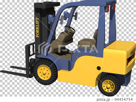 倉庫や工場や店舗の搬入に欠かせない黄色いフォークリフトのイラスト 倉庫や工場や店舗の搬入に欠かせない黄色いフォークリフトのイラスト 94454754