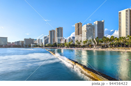 Ocean Water, Waikiki Beach, and Hotel Towers 94456422