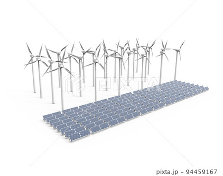 風力発電と太陽光パネル 風力発電と太陽光パネル 94459167