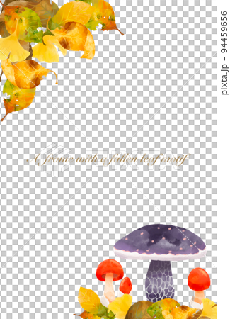 落ち葉とキノコの秋をイメージしたフレーム 94459656