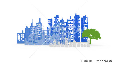 3Dの住宅とビル 94459830