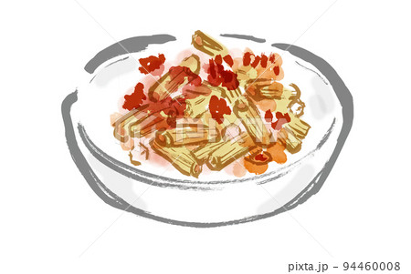 ペンネパスタの手描き和風イラスト ペンネパスタの手描き和風イラスト 94460008