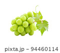Cutout beautiful bunch of fresh green Shine Muscat grape with leaf isolated on white background 94460114
