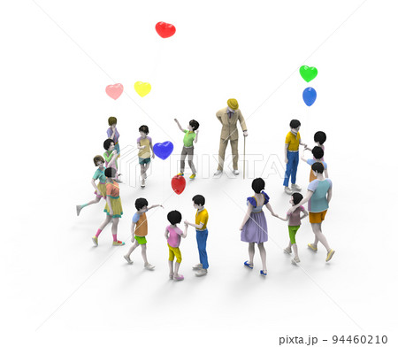 輪になる子供たちと人々 94460210