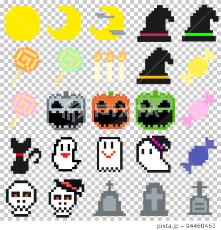 Pixel art Halloween icon set 94460461
