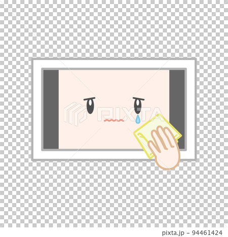 An anthropomorphic tablet that cries with a handkerchief 94461424