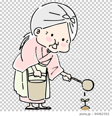 古板的祖母澆灌植物 古板的祖母澆灌植物 94462503