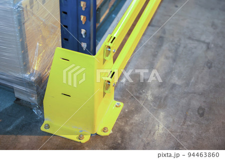 Part of fastening metal structure of warehouse shelves for storing products. Part of fastening metal structure of warehouse shelves for storing products. 94463860