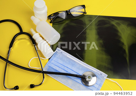 x-ray of the lungs, X-ray film of the patient. medical concept. Coronavirus infection COVID-19 94463952