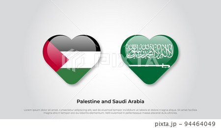 Love Palestine and Saudi Arabia symbol. Heart flag icon. Vector illustration Love Palestine and Saudi Arabia symbol. Heart flag icon. Vector illustration 94464049