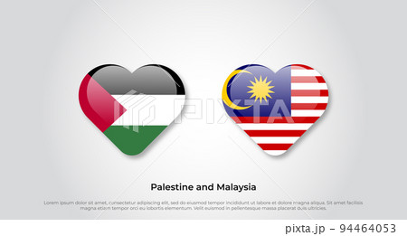 Love Palestine and Malaysia symbol. Heart flag icon. Vector illustration Love Palestine and Malaysia symbol. Heart flag icon. Vector illustration 94464053