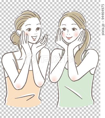 頬に触り微笑む女性二人 頬に触り微笑む女性二人 94464975