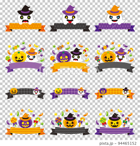 萬聖節插圖框架絲帶集 94465152