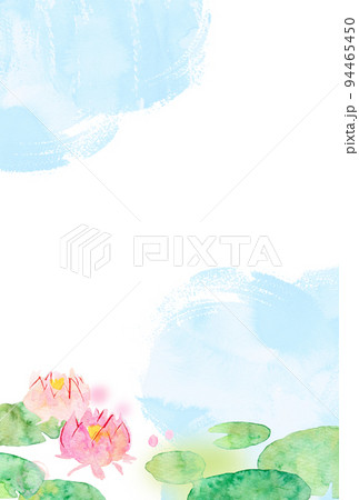 喪中はがきテンプレート　蓮の花 94465450