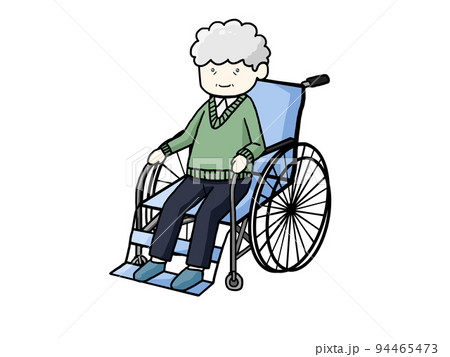 車いすに乗った白人老爺のイラスト 車いすに乗った白人老爺のイラスト 94465473
