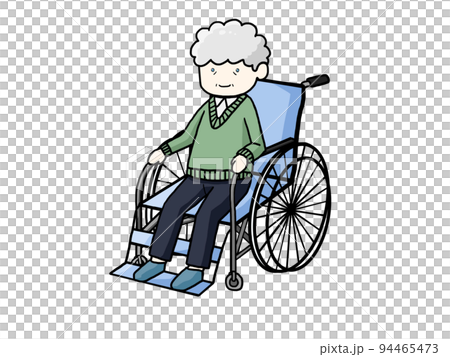 車いすに乗った白人老爺のイラスト 車いすに乗った白人老爺のイラスト 94465473