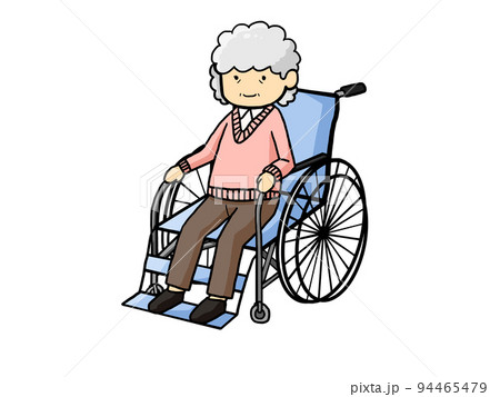 車いすに乗った日本人老婆のイラスト 車いすに乗った日本人老婆のイラスト 94465479
