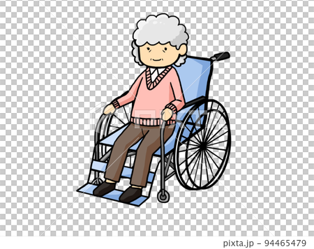 車いすに乗った日本人老婆のイラスト 車いすに乗った日本人老婆のイラスト 94465479