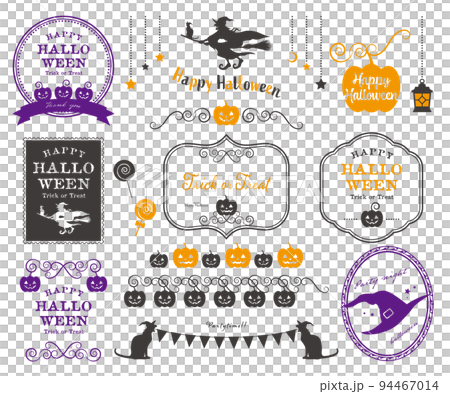 萬聖節插圖標籤設計集矢量素材框架 94467014