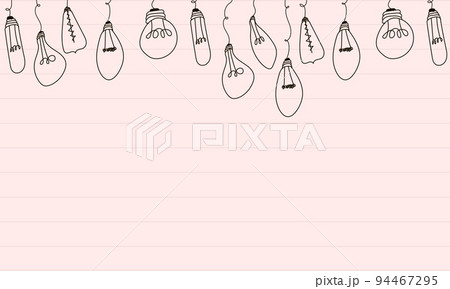 Light bulbs doodle border. Creative light bulbs doodle collection. Vector illustration 94467295