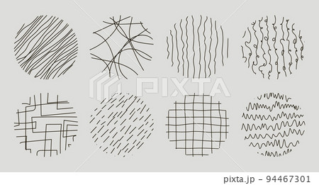 Set of round Abstract Patterns. Hand drawn doodle shapes. Spots, Curves, Lines. Vector illustration. Social media Icons templates Set of round Abstract Patterns. Hand drawn doodle shapes. Spots, Curves, Lines. Vector illustration. Social media Icons templates 94467301