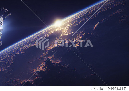 Amazing sci-fi background - supernatural extraterrestrial life form in deep outer space, another world. 94468817