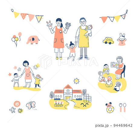 さまざまな幼稚園でのシーン　セット 94469642