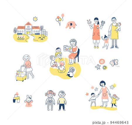 さまざまな幼稚園でのシーン　セット 94469643