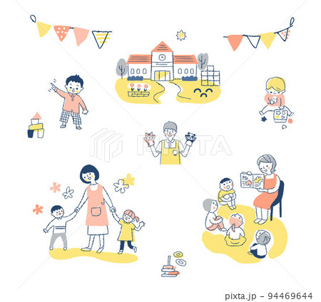 さまざまな幼稚園でのシーン　セット 94469644