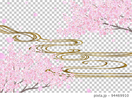 Decorative Background-Cherry Blossoms and Running Water 94469910