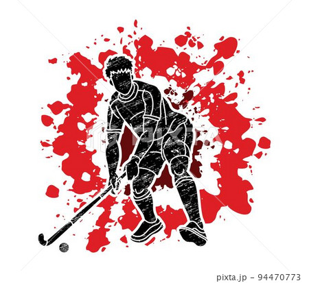 Field Hockey Sport Male Player Action Cartoon Graphic Vector Field Hockey Sport Male Player Action Cartoon Graphic Vector 94470773